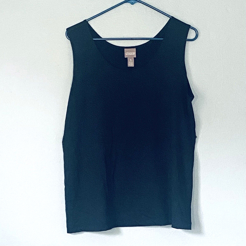 Chicos Tank Top Size 3X Black Classic Nylon Spandex Minimalist Capsule Travel